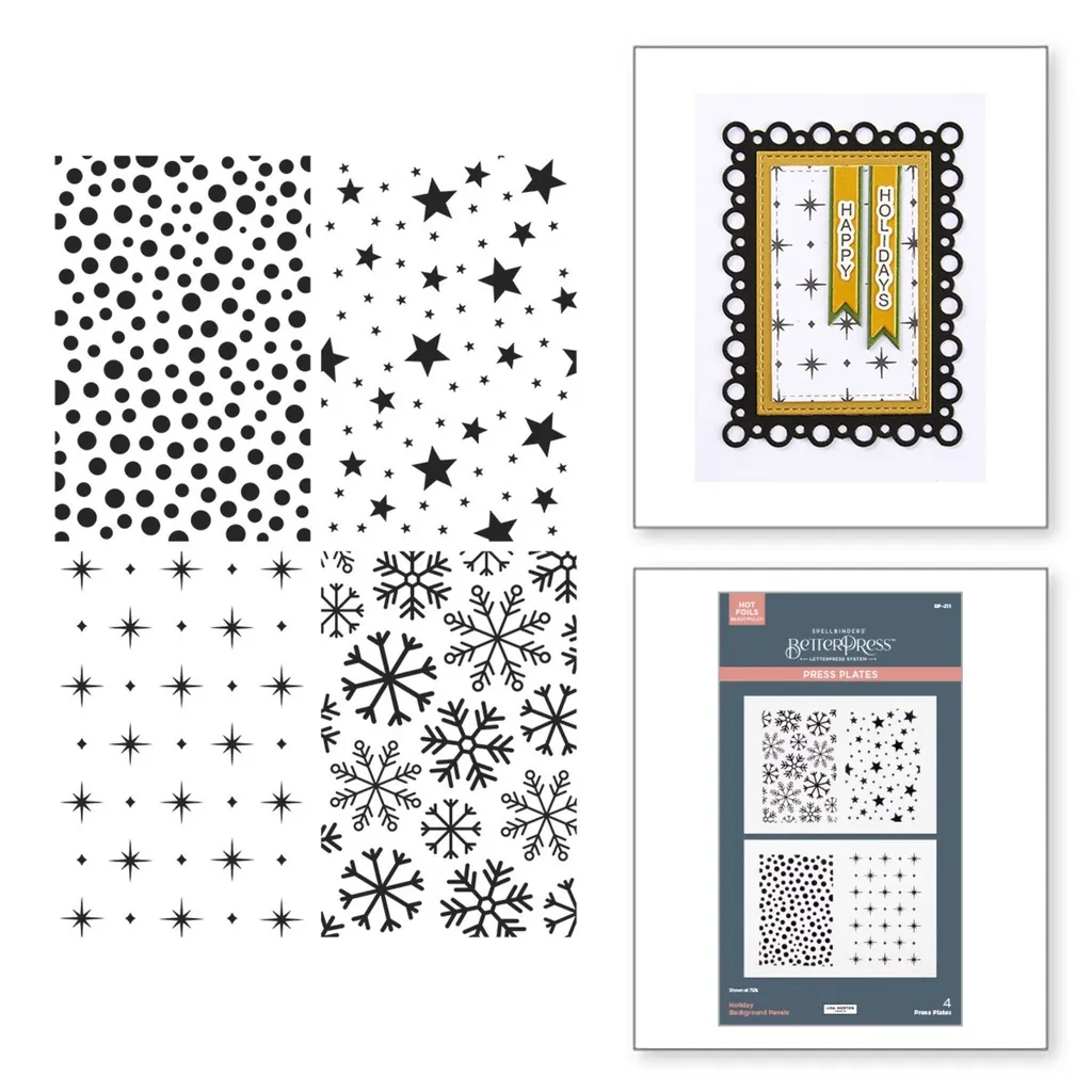 Spellbinders Press Plates - BP-215 Holiday Backgrounds Panels.webp