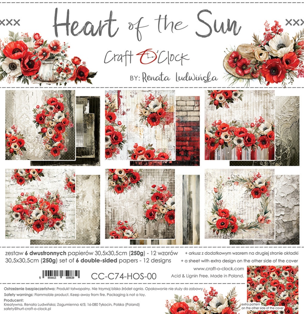 Craft O'Clock Paper Set 12x12 Inch -  Heart of the Sun