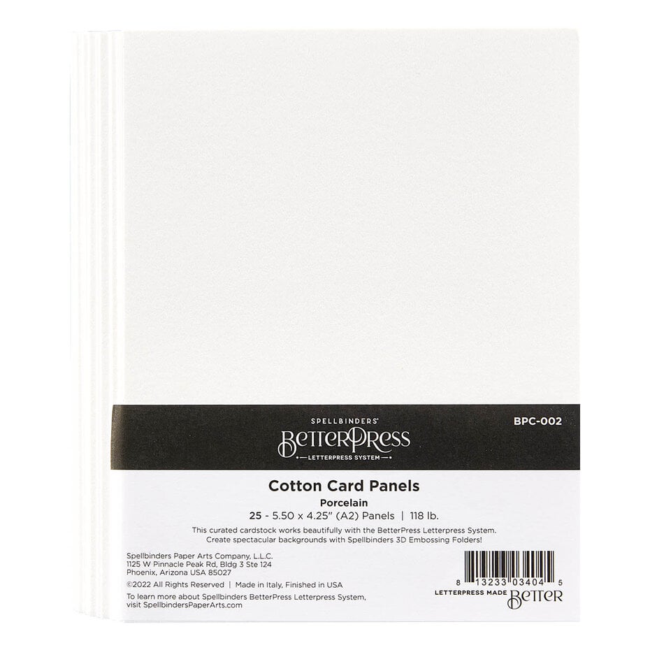 Spellbinders BetterPress Cotton Card Panels 4.25x5.5" 25/Pkg - Porcelain