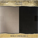 Tim Holtz Idea-Ology Paper Stash Kraft Metallic Paper Pad 8"X8" 36/Pkg - Metallic 3 Champagne & Onyx