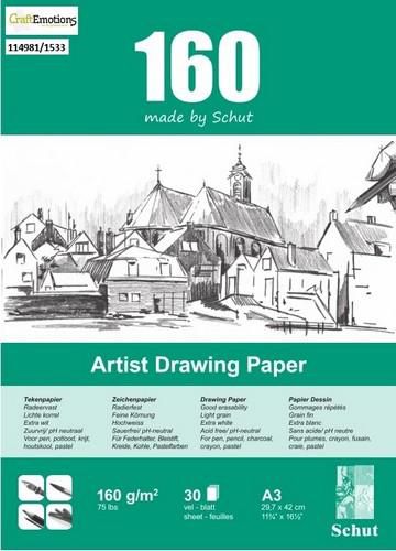 Schut Artist Drawing Paper 160gr - A3 Bloc 30/Pkg  29.7x42cm