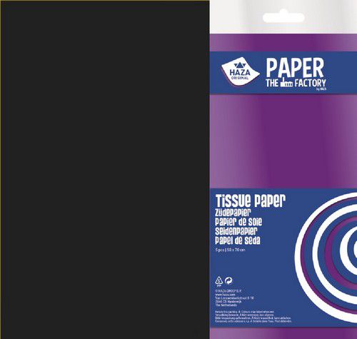Haza Zijdevloeipapier 18gr 50x70cm 5/Pkg - Zwart