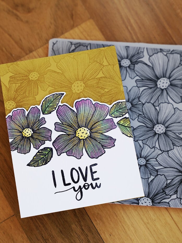 Ranger Simon Hurley create. Background Stamp 6x6" - Sketched Bouquet