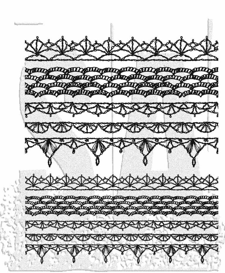 Tim Holtz Cling Stamps - CMS480 Crochet Trims