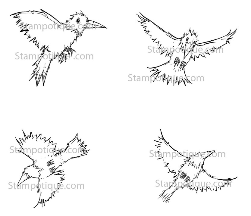 Stampotique Cling Stamp - 6339 Caw Caw Cube