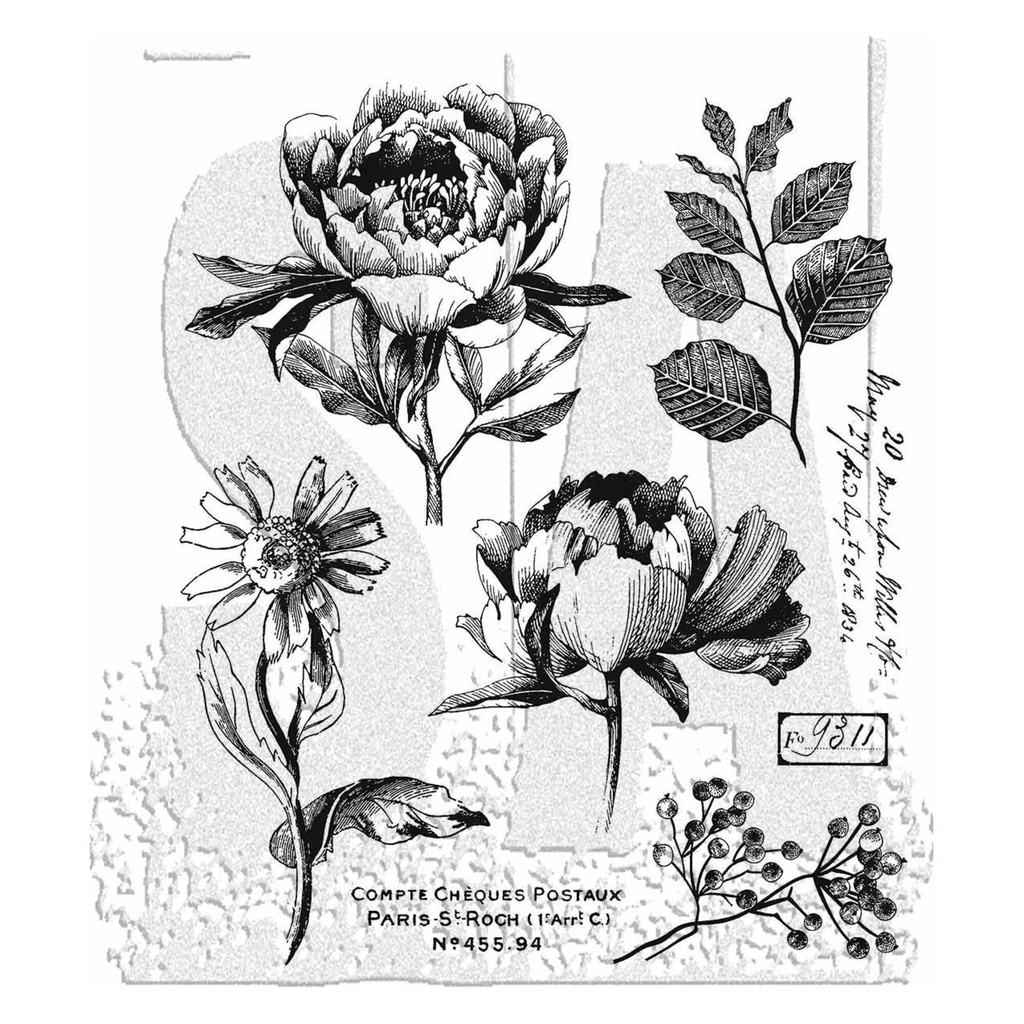 Tim Holtz Cling Stamps - CMS487 French Garden