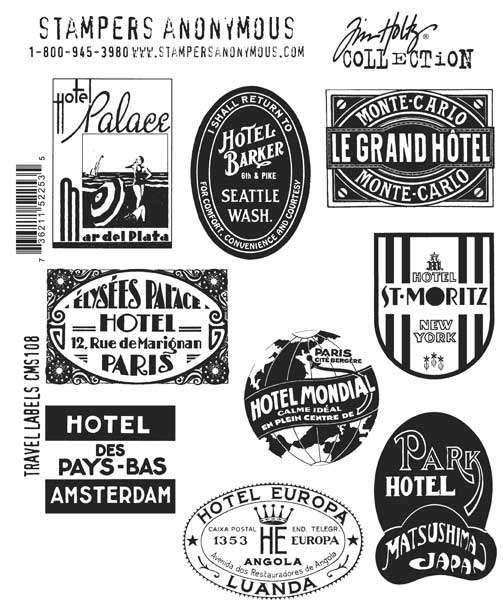 Tim Holtz Cling Stamps - CMS108 Travel Labels