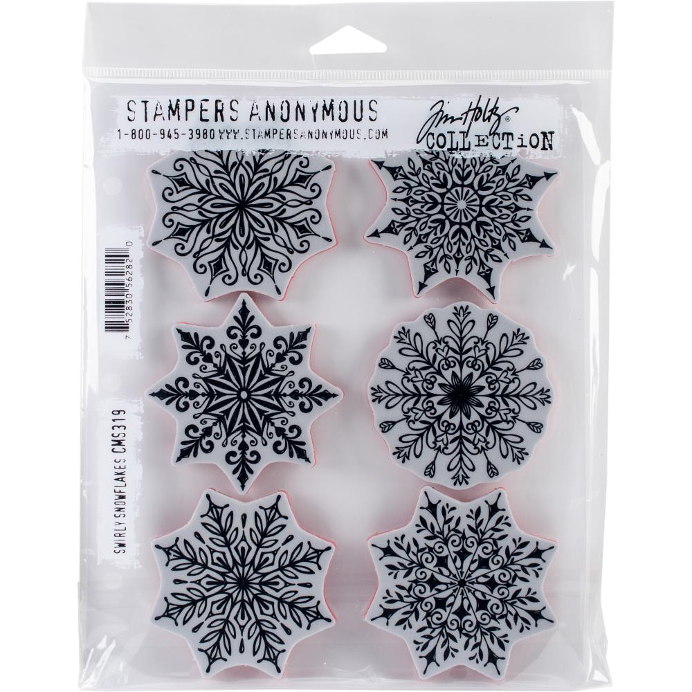 Tim Holtz Cling Stamps - CMS319 Swirly Snowflakes