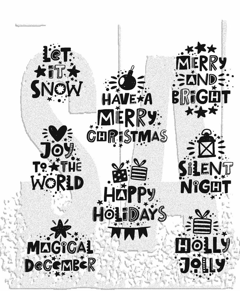Tim Holtz Cling Stamps - CMS496 Holiday Whatnots