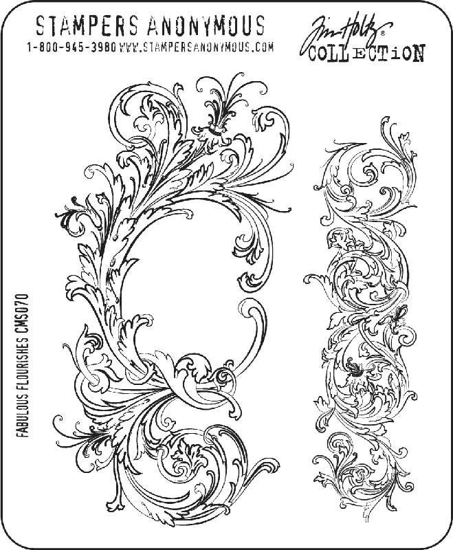 Tim Holtz Cling Stamps - CMS070 Fabulous Flourishes