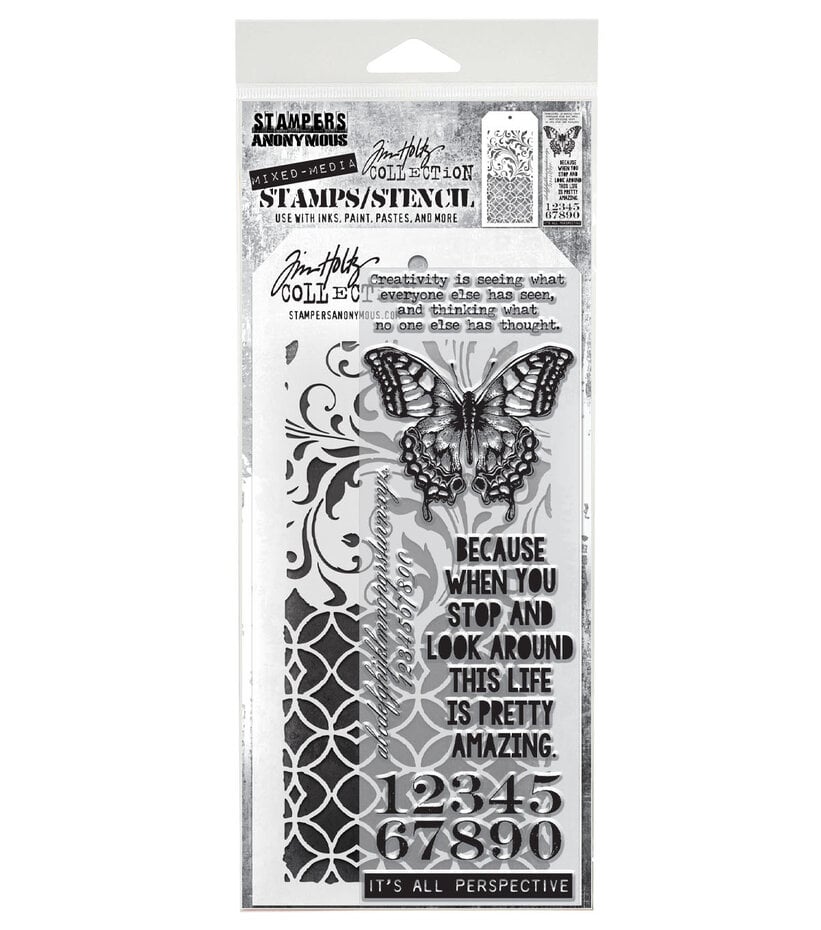 Tim Holtz Clear Stamps and Stencil - #15 Perspective, Flourish and Latticework