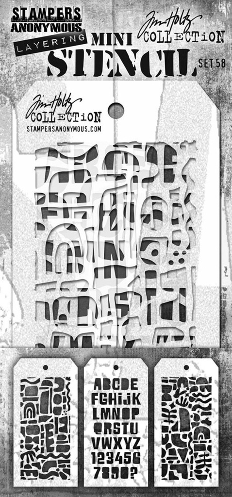 Tim Holtz Mini Layering Stencil Set 3/Pkg - Set #58