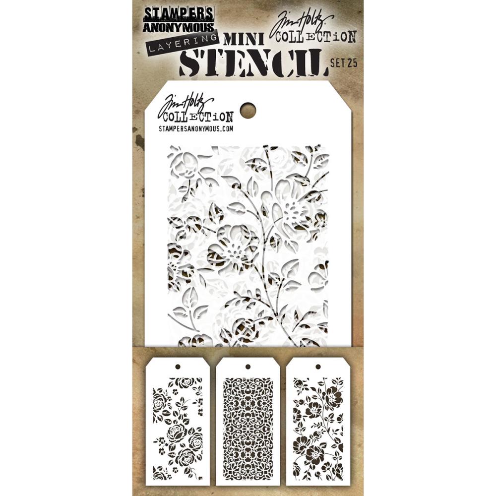 Tim Holtz Mini Layering Stencil Set 3/Pkg - Set #25
