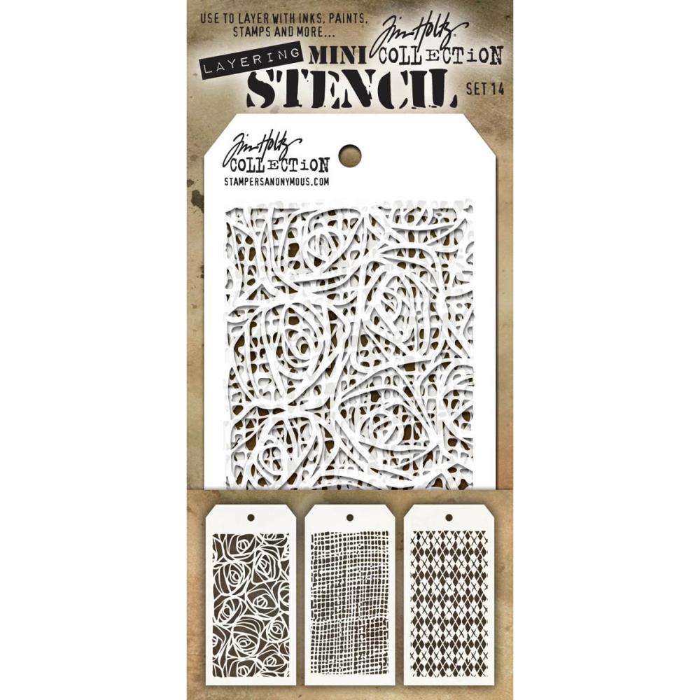 Tim Holtz Mini Layering Stencil Set 3/Pkg - Set #14