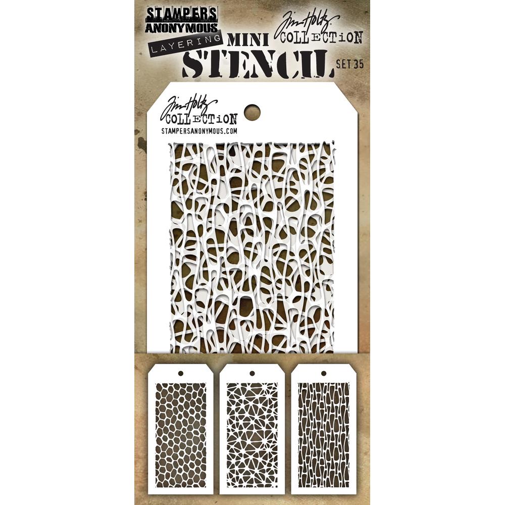 Tim Holtz Mini Layering Stencil Set 3/Pkg - Set #35