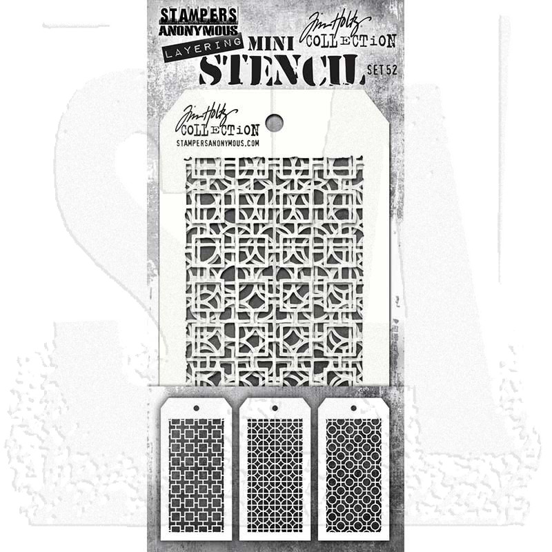 Tim Holtz Mini Layering Stencil Set 3/Pkg - Set #52