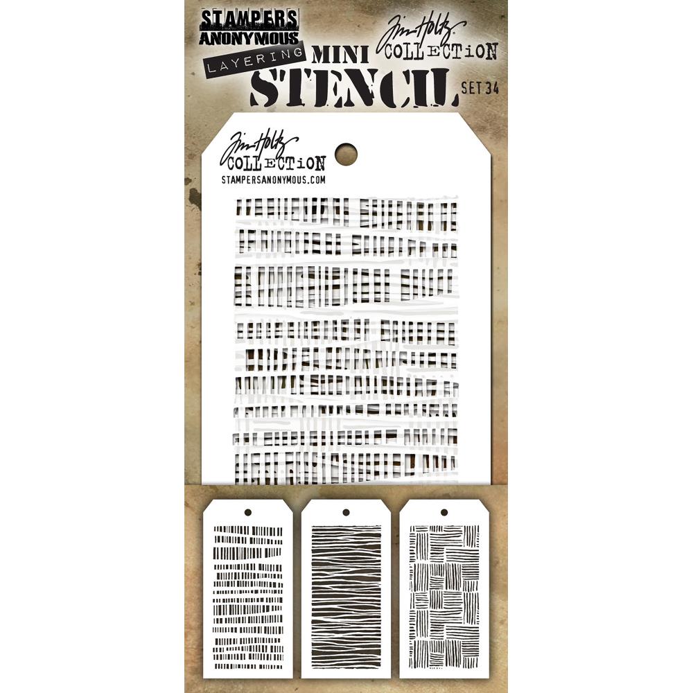 Tim Holtz Mini Layering Stencil Set 3/Pkg - Set #34