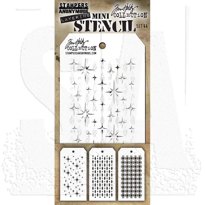 Tim Holtz Mini Layering Stencil Set 3/Pkg - Set #44