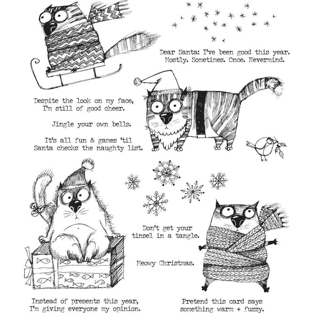 Tim Holtz Cling Stamps - CMS416 Snarky Cat Christmas