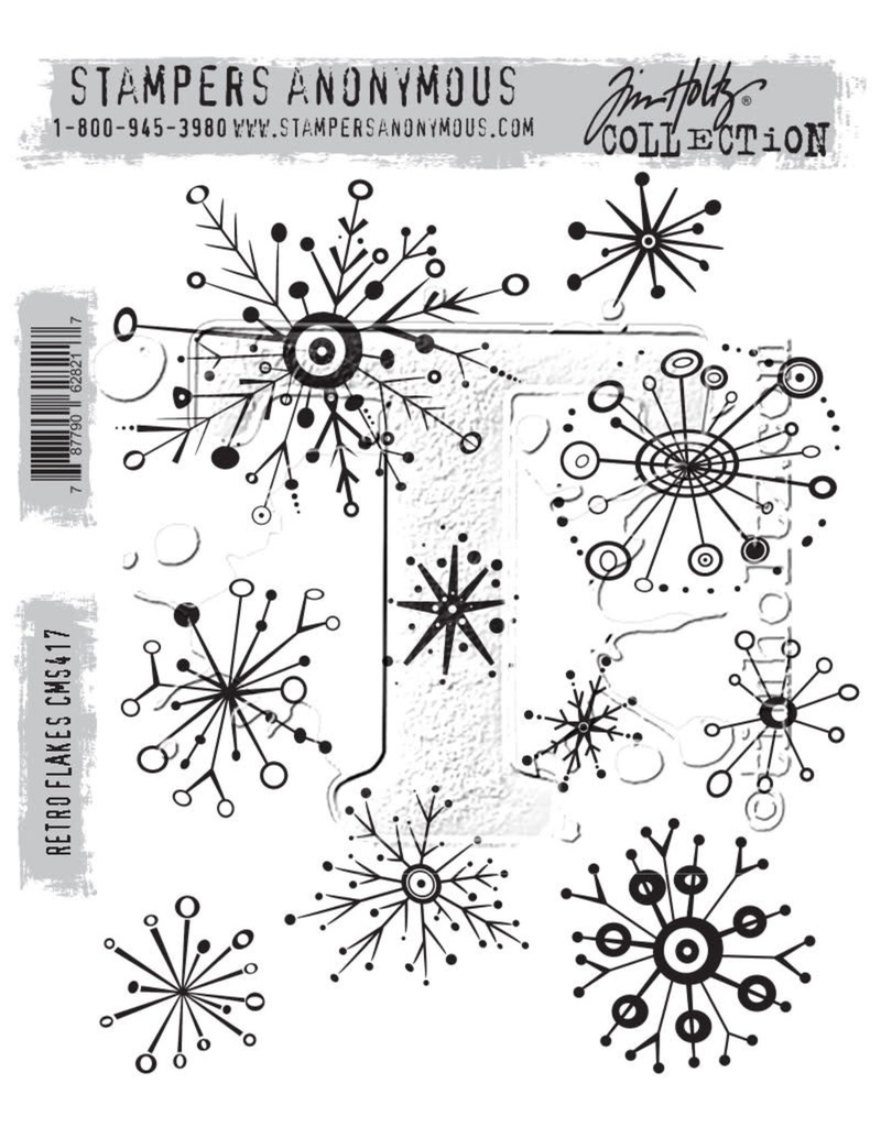 Tim Holtz Cling Stamps - CMS417 Retro Flakes