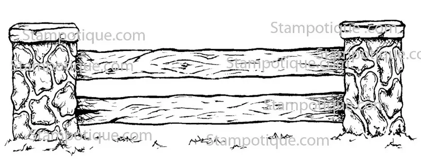 Stampotique Wood Stamp - 16044 Stone Fence