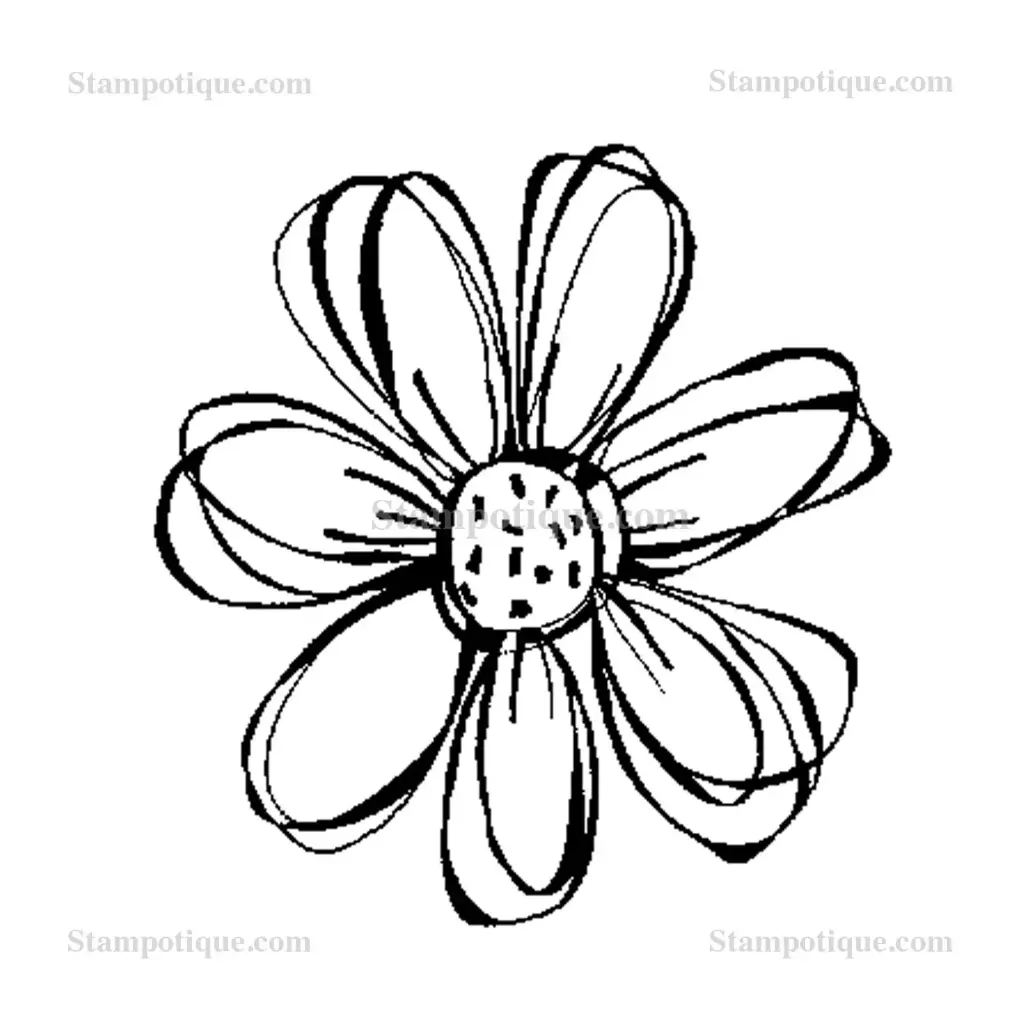 Stampotique Wood Stamp - 9166 Carol's Flower, small