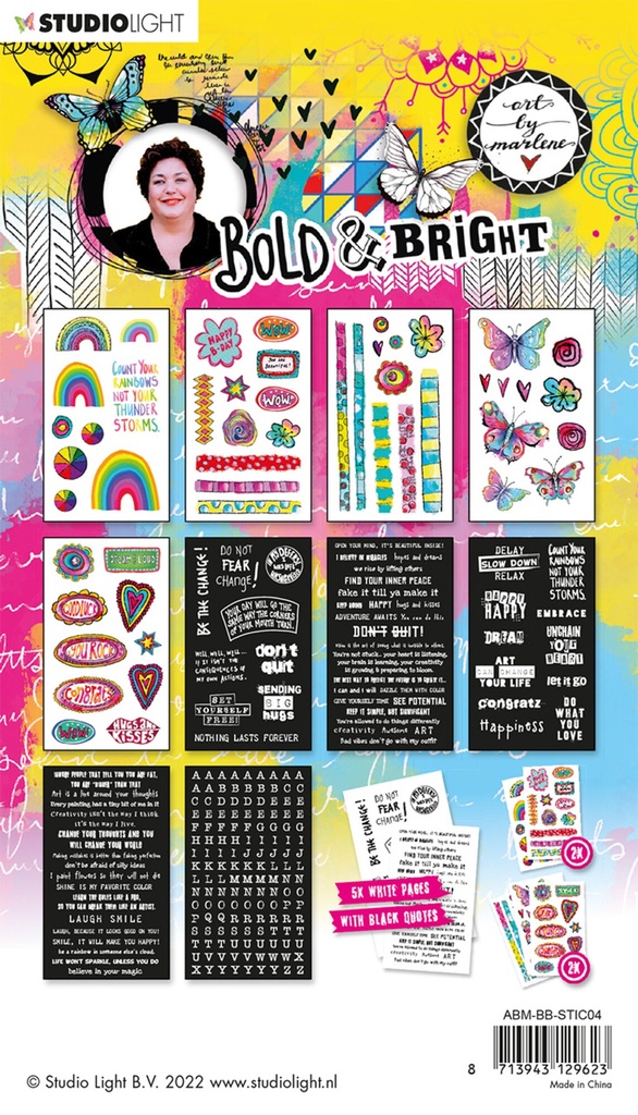 Studio Light Bold & Bright Sticker Pad - Sticky quotes and colorful elements