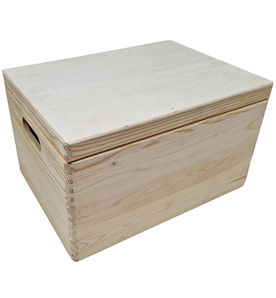 Houten opbergkist met klepdeksel groot 40cm x 30cm x 23cm