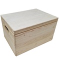 Houten opbergkist met klepdeksel groot 40cm x 30cm x 23cm
