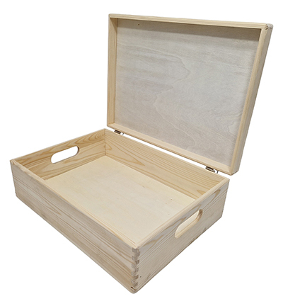 Houten Opbergkist Rechthoek Klepdeksel Groot Laag