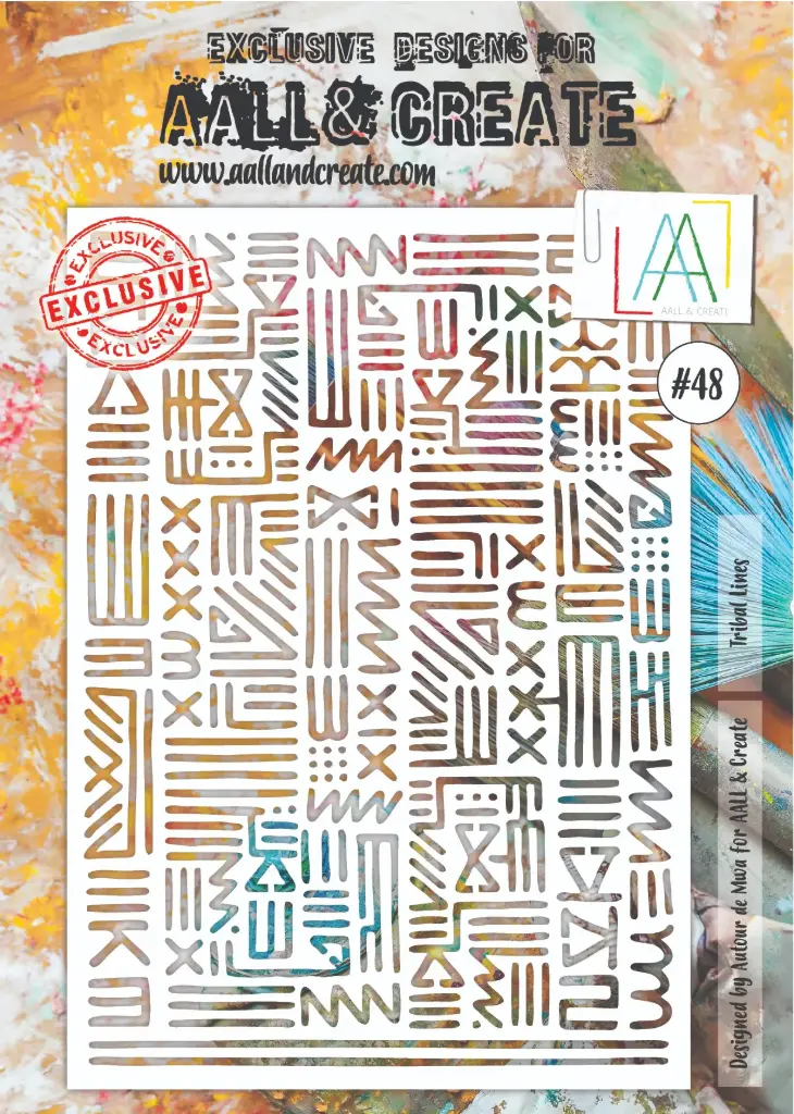 AALL & Create Stencil A4 - #48 Tribal Lines Designed by Autour De Mwa