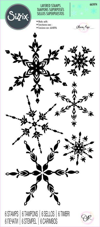 Sizzix Layered Clear Stamps - 665974 Floating Snowflakes