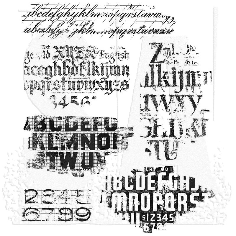 Tim Holtz Cling Stamps - CMS397 Faded Type