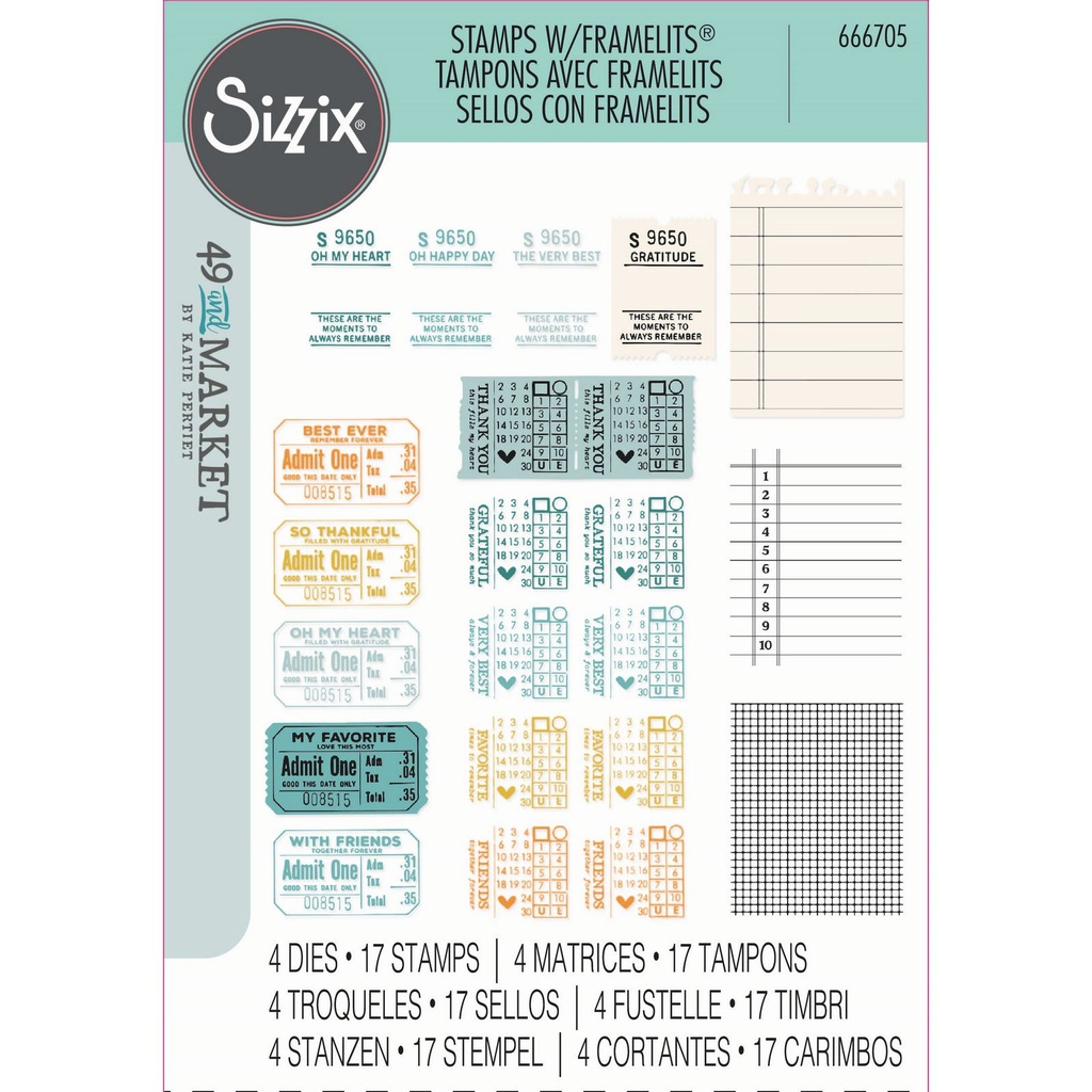Sizzix Clear Stamp Set A5 with Framelits Dies By 49 and Market A5 17+4/Pkg - 666705 Forever Journal Essentials