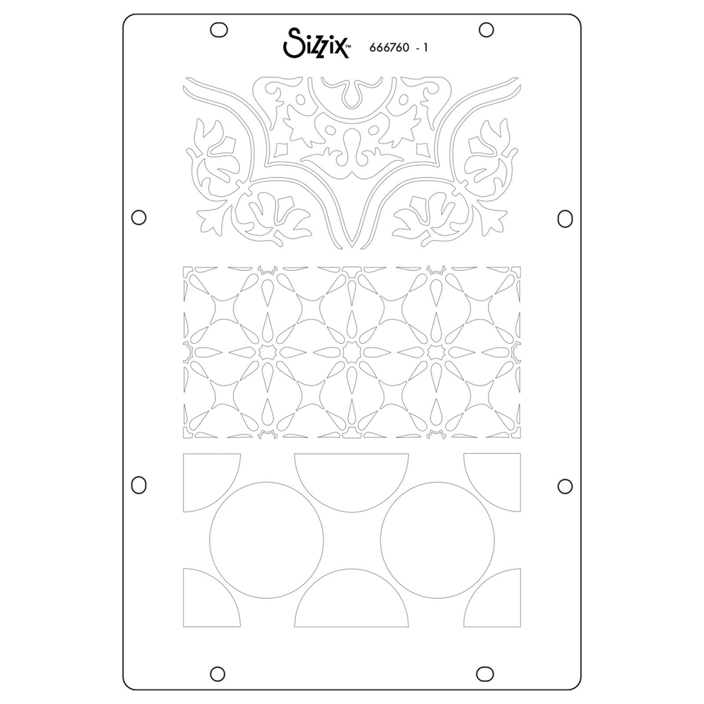 Sizzix Studio Stamps Set 18/Pkg & 3/Pkg Stencils By Vic Hollins - 666760 Geometric