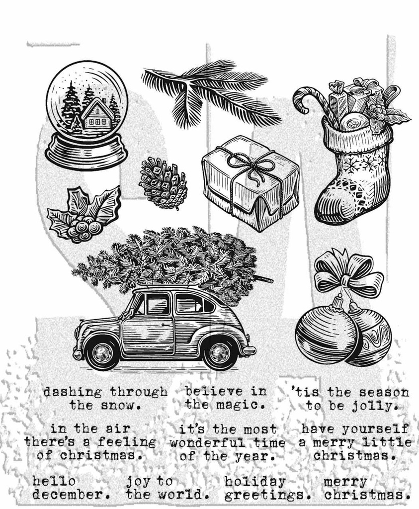Tim Holtz Cling Stamps - CMS498 Home For Christmas