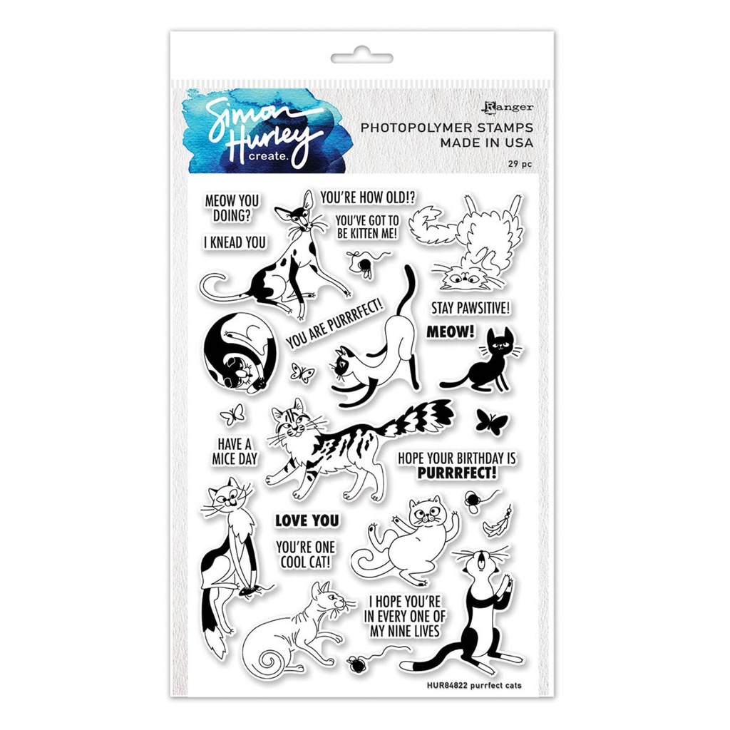 Ranger Simon Hurley create. Clear Stamps 6x9 Inch - HUR84822 Purrfect Cats