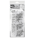Tim Holtz Clear Stamps and Stencil - #38 Floral Outlines, Schoolhouse and Dot Fade