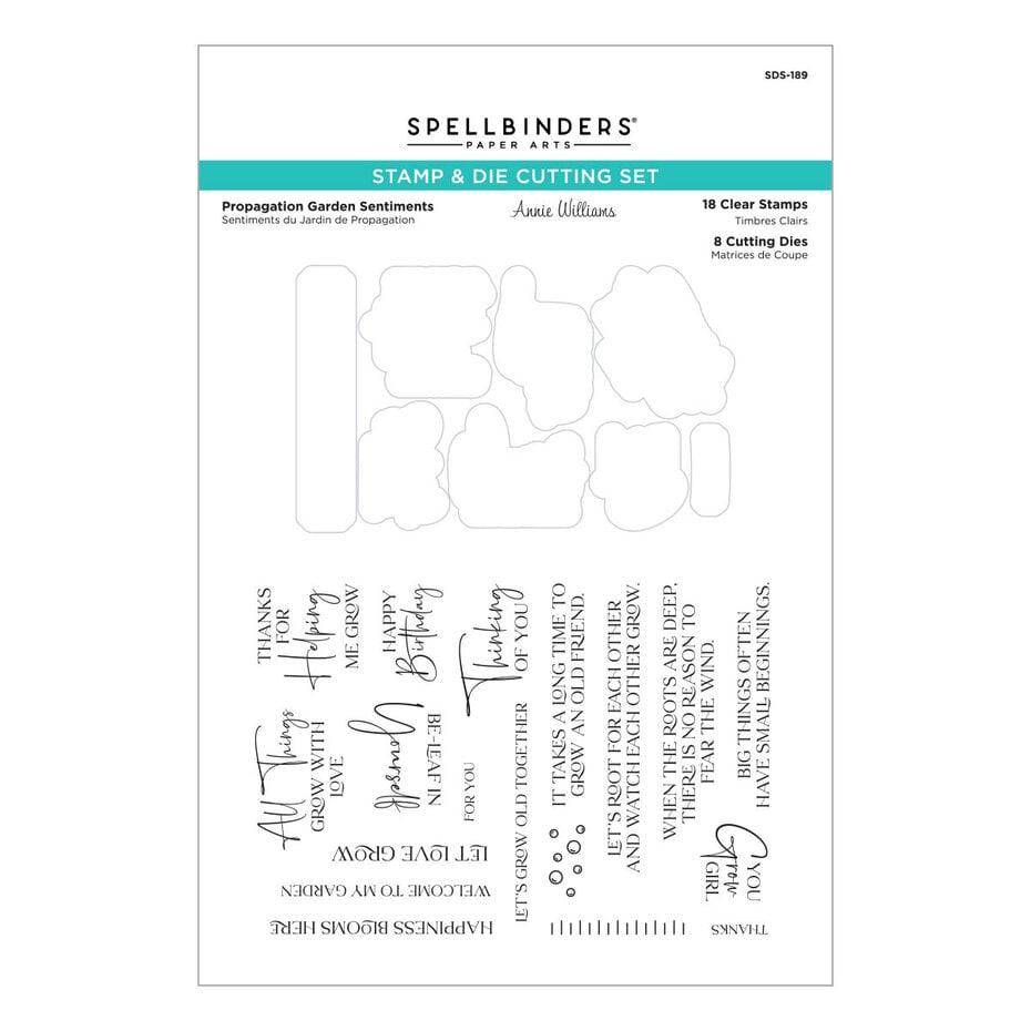 Spellbinders Stamp & Die Cutting Set - SDS-189 Propagation Garden Sentiments