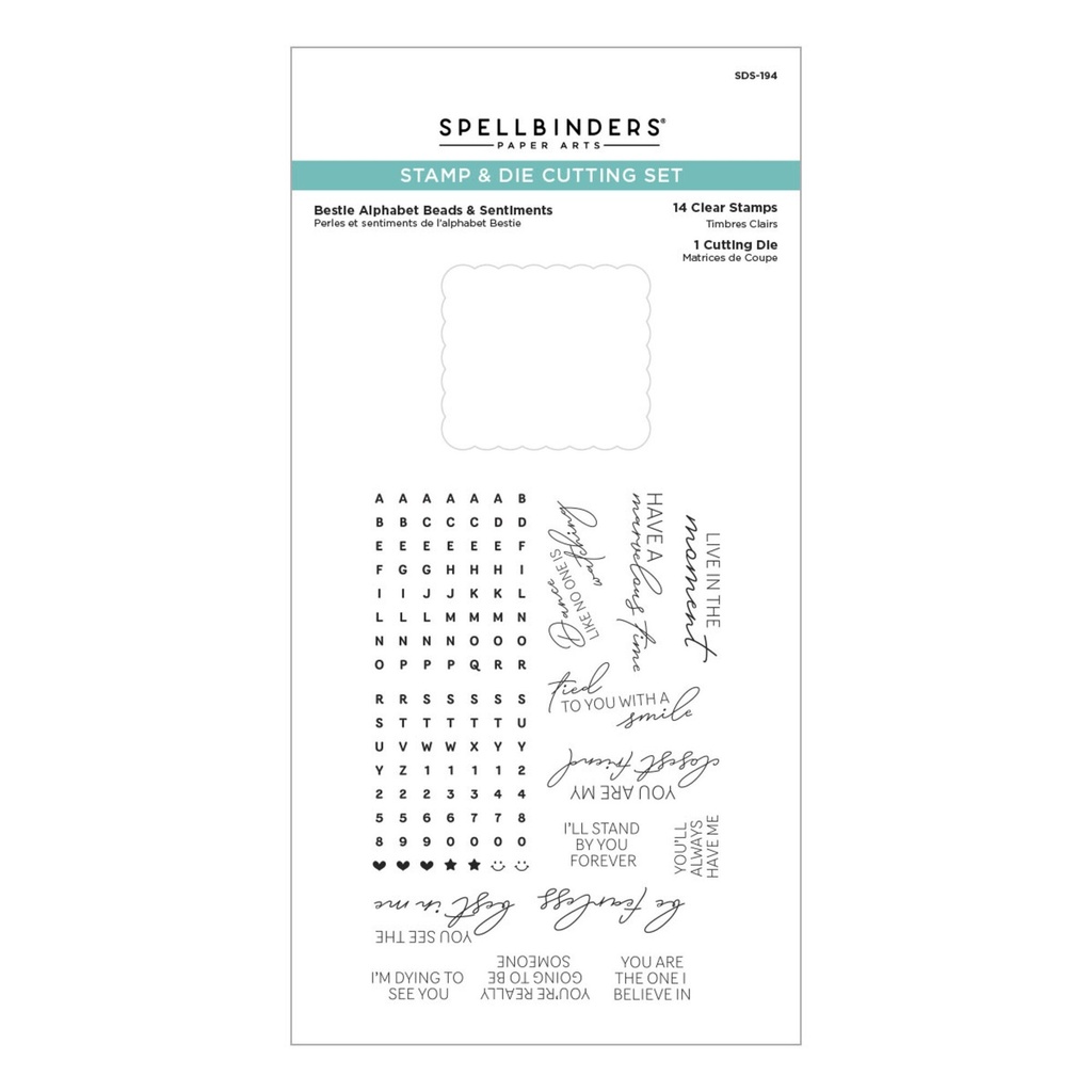 Spellbinders Clear Stamp & Die Set - SDS-194 Bestie Alphabet Beads & Sentiments