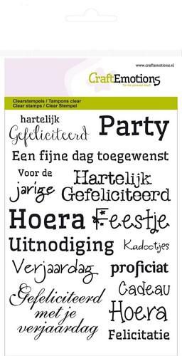 CraftEmotions Clear Stamps A6 - Tekst NL Gefeliciteerd
