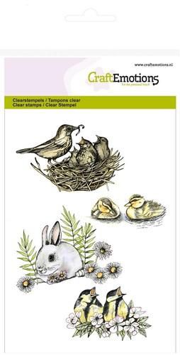 CraftEmotions Clear Stamps A6 - Vogels, konijn