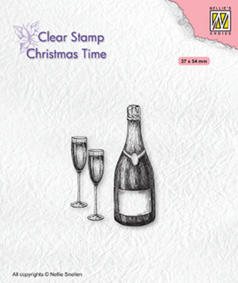 Nellie's Choice Clear Stamps Christmas Time - Champagne Bottle and Glasses