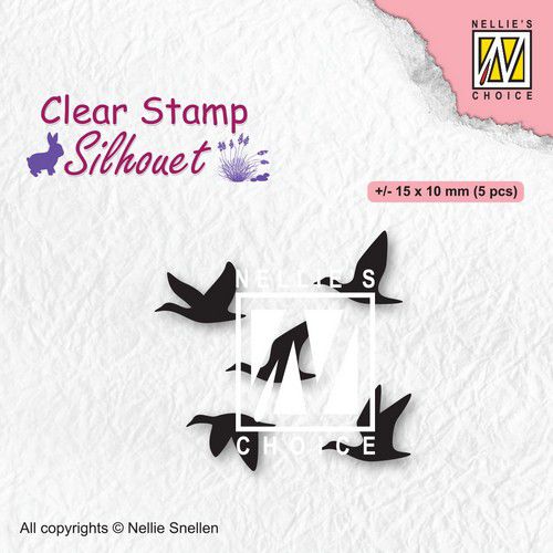 Nellie's Choice Clear Stamps Silhouet - Spring Flying Birds