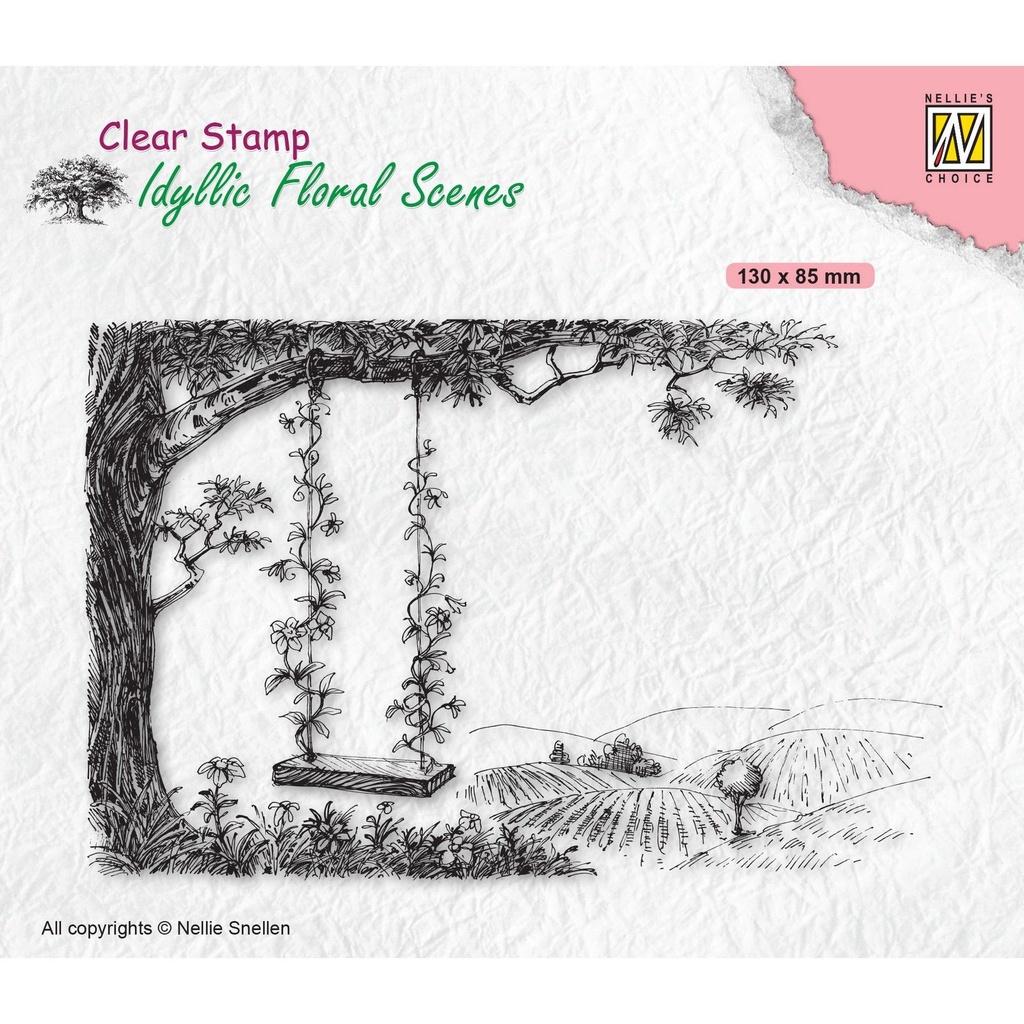 Nellie's Choice Clear Stamps Idyllic Floral Scenes - Tree with Swing