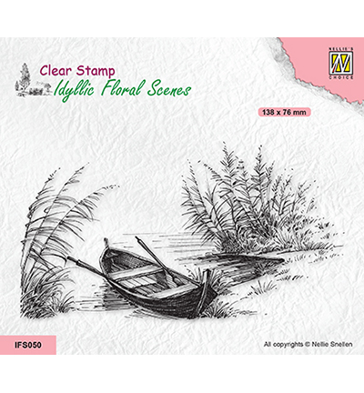 Nellie's Choice Clear Stamps Idyllic Floral Scenes - IFS050 Lake with Rowingboat