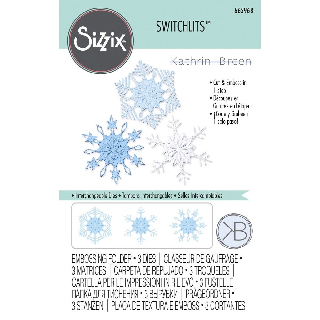 Sizzix Switchlits Embossing Folder By Kath Breen - Winter Snowflakes