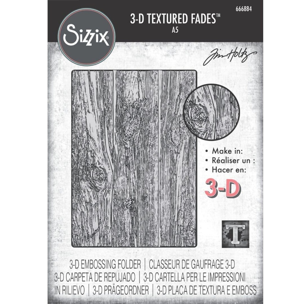 Sizzix 3-D Texture Fades Embossing Folder Lumber Large A5