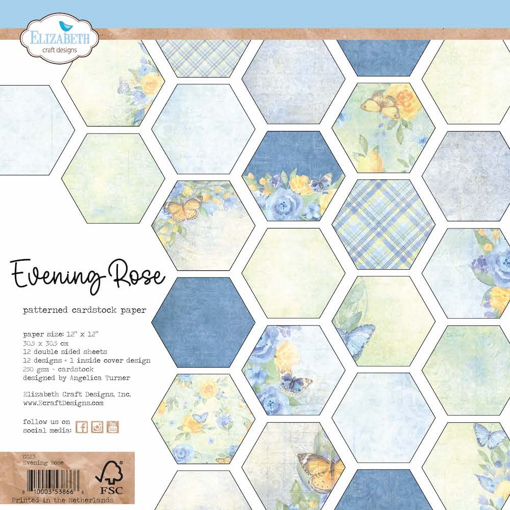 [179767] Elizabeth Craft Designs Patterned Cardstock Paper 12x12" - C023 Evening Rose
