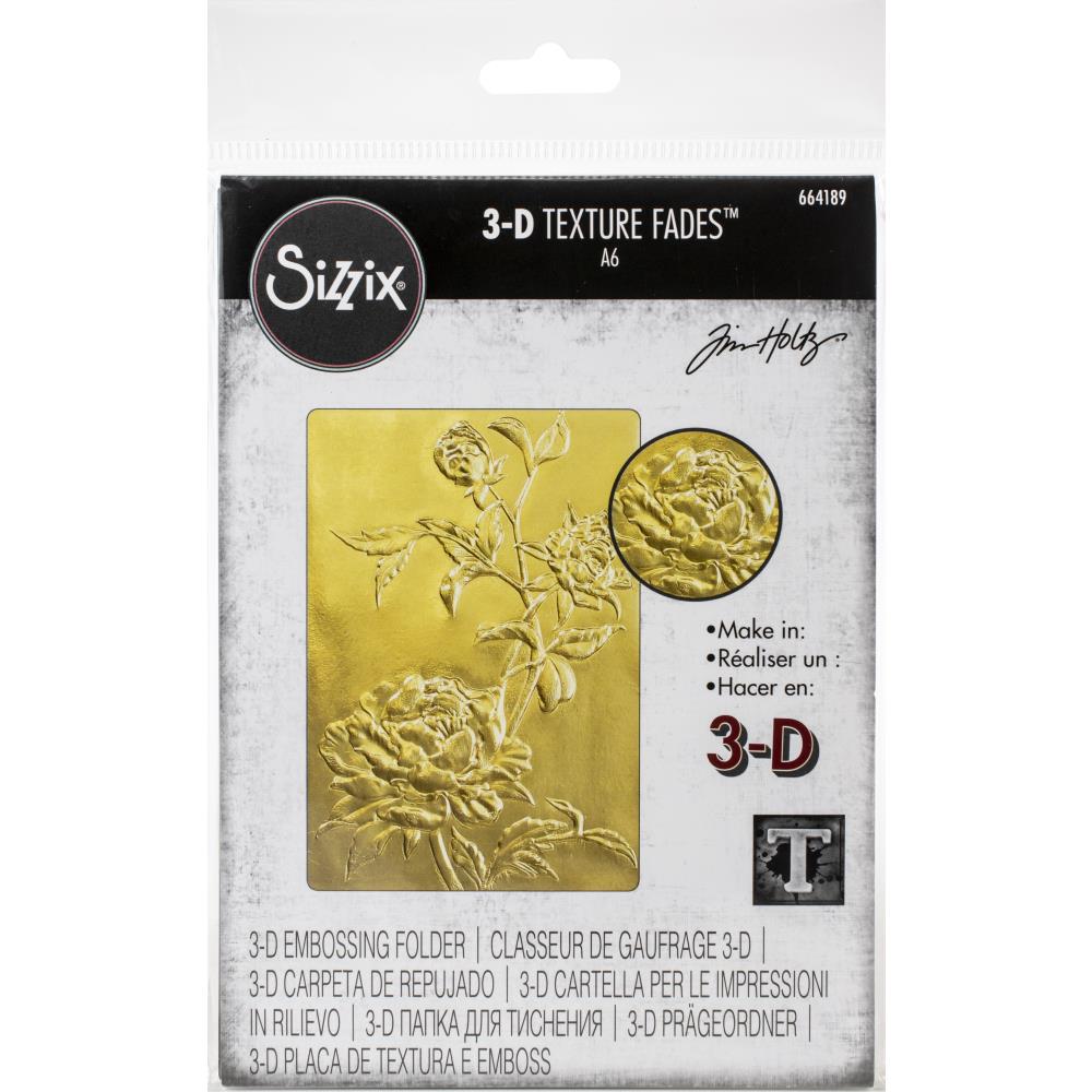 Sizzix 3-D Texture Fades Embossing Folder By Tim Holtz - Roses